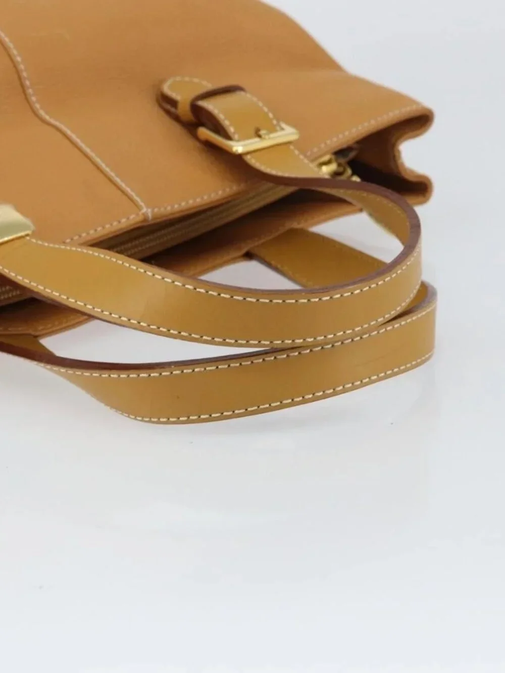 Burberrys Tote Bag Leather Beige Gold Auth 160726 - Picture 8 of 16